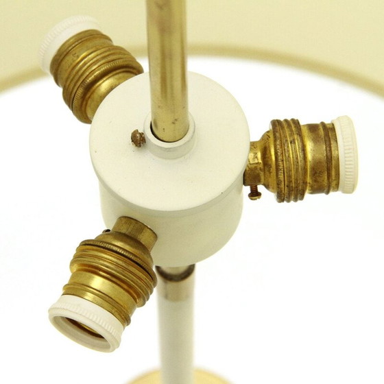 Image 1 of Vintage opal glass and brass table lamp, Italy 1950