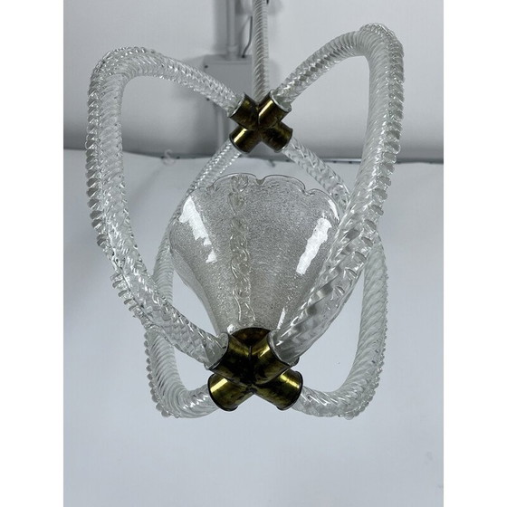 Image 1 of Vintage Art Deco Murano glass pendant lamp by Ercole Barovier, Italy 1930s