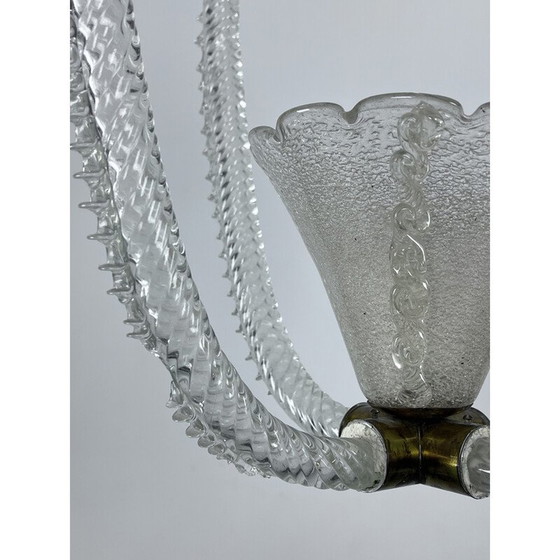Image 1 of Vintage Art Deco Murano glass pendant lamp by Ercole Barovier, Italy 1930s