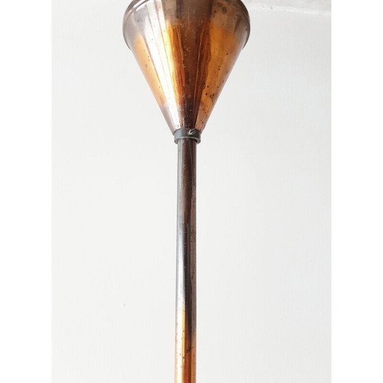 Image 1 of Vintage chandelier a piece of glass glued invisible copper and glass, 1940