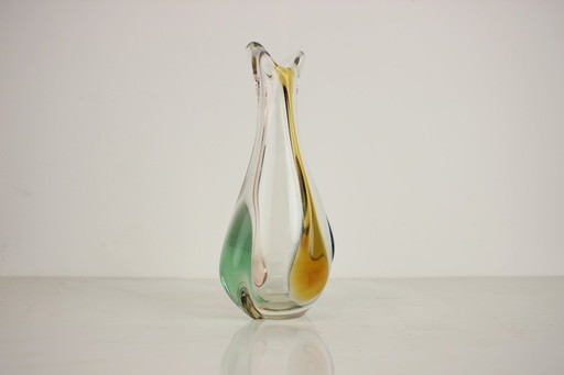 Bohemian Art Glass Vase By Josef Hospodka, 1960'S