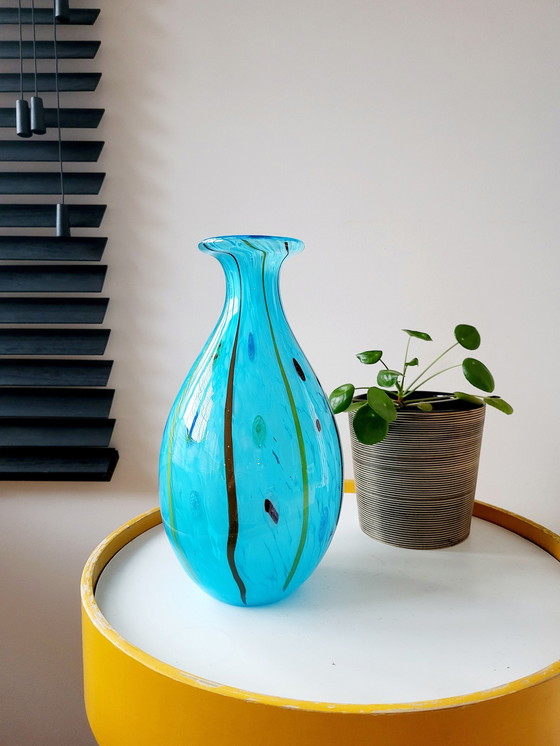 Image 1 of Jarrón de cristal multicolor, estilo retro, años 80, Murano, Italia