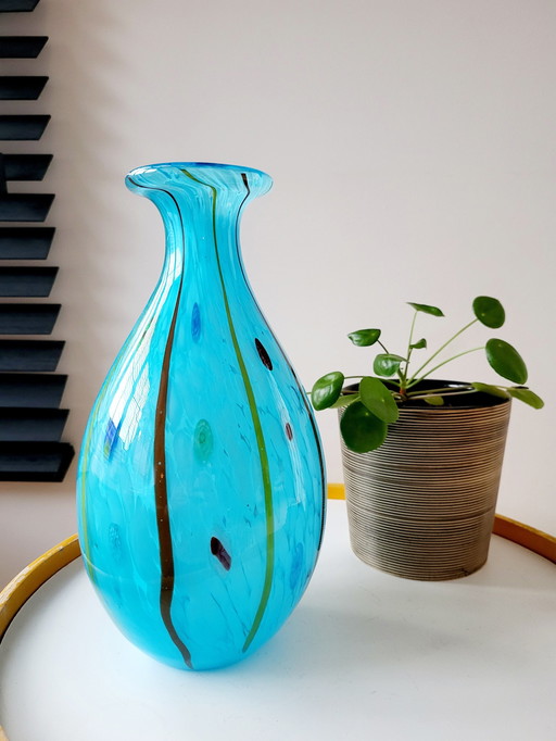 Multicolored Vase In Glass, Retro Style, 1980s, Murano, Italy