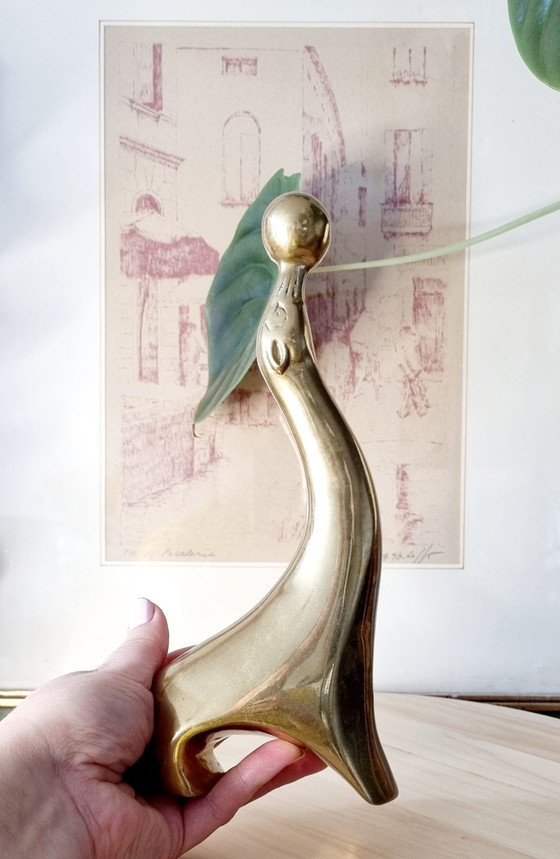 Image 1 of 2x statuette vintage in ottone con sigillo