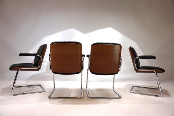 Image 1 of Martin Stoll Set Of 4 Leather Dining/Conference Chairs By Prof. Karl Dittert