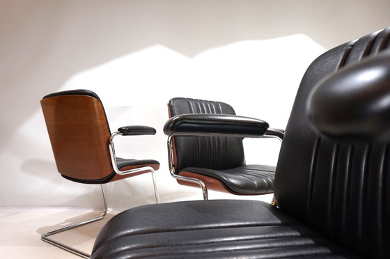 Image 1 of Martin Stoll Set Of 4 Leather Dining/Conference Chairs By Prof. Karl Dittert