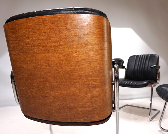 Image 1 of Martin Stoll Set Of 4 Leather Dining/Conference Chairs By Prof. Karl Dittert