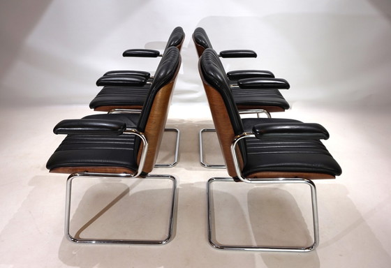 Image 1 of Martin Stoll Set Of 4 Leather Dining/Conference Chairs By Prof. Karl Dittert