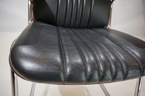 Image 1 of Martin Stoll Set Of 4 Leather Dining/Conference Chairs By Prof. Karl Dittert