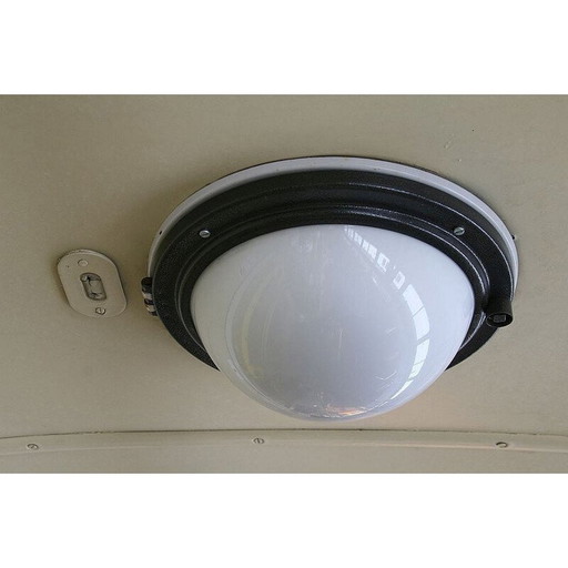 Vintage steel ceiling lamp for Konstal Chorzów, 1950