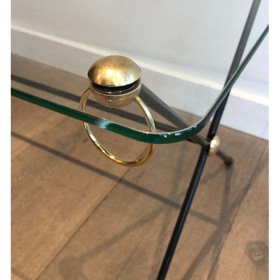 Image 1 of Vintage lacquered metal and brass coffee table by Jacques Adnet, 1950