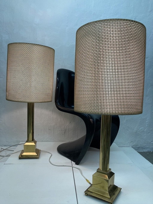 2 Large American brass table lamps 60s 70s Hollywood Regency