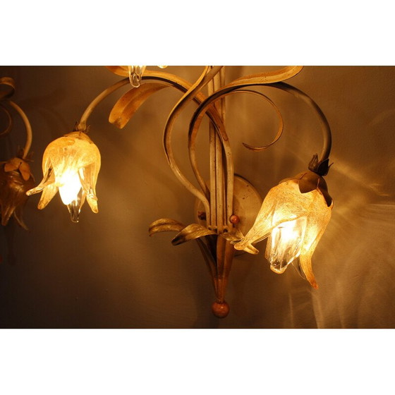 Image 1 of Set of 10 vintage iron and Murano glass wall lamp, Italy