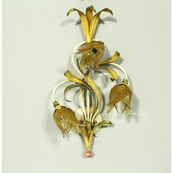 Image 1 of Set of 10 vintage iron and Murano glass wall lamp, Italy