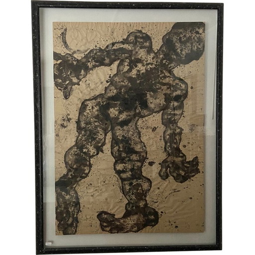 Tinta china vintage sobre papel "Torso" de Elvire Ferle, 1990