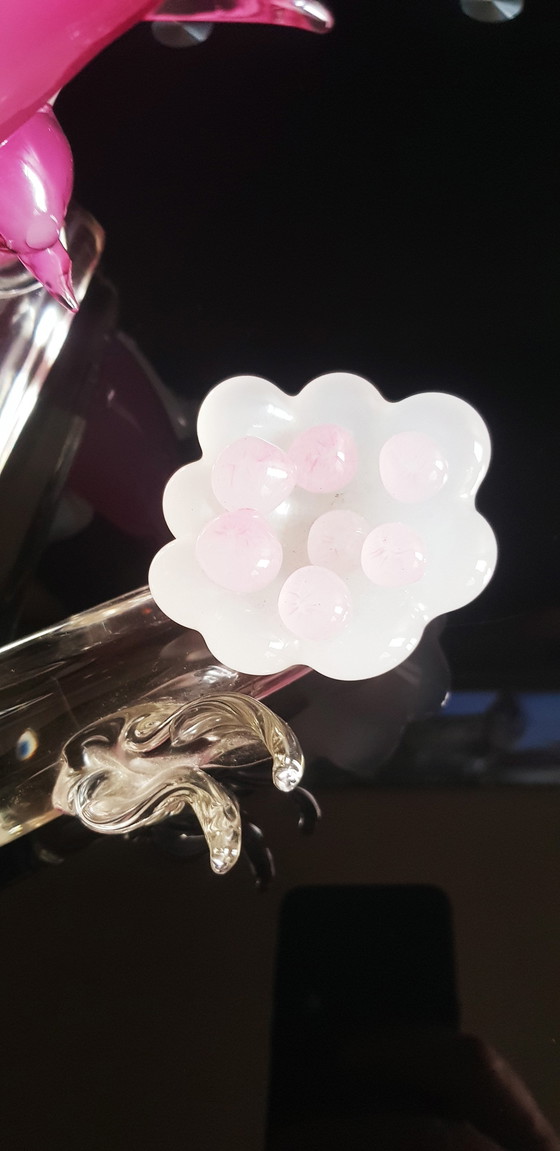 Image 1 of Archimede Seguso Murano Glass Pink Opaline Birds On The Branch 