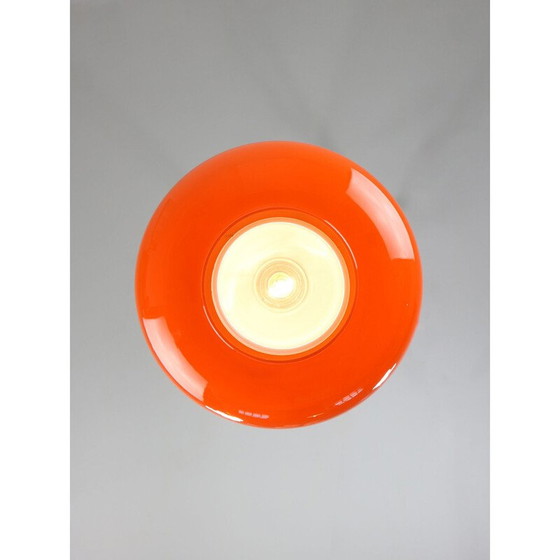 Image 1 of Vintage pendant lamp in brass and orange glass, Italy 1960