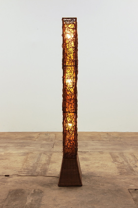 Image 1 of Lampada da terra vintage in bambù di metà secolo