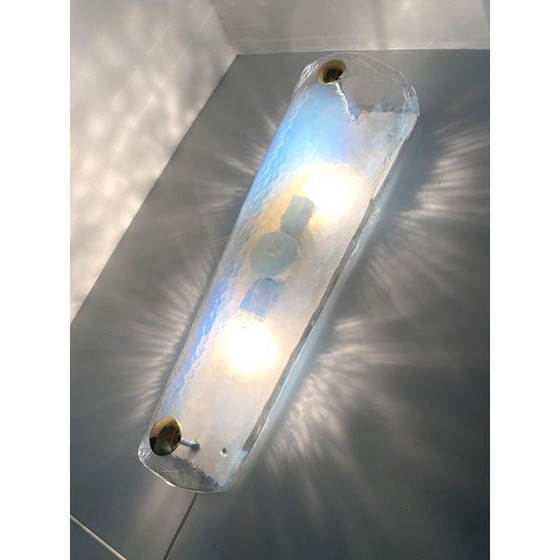 Image 1 of Set Of Two Italian Opalino Murano Glass Wall Sconces In Mid-Century Modern Style