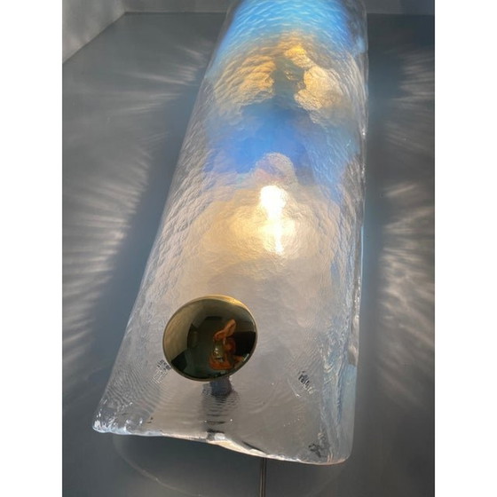 Image 1 of Set Of Two Italian Opalino Murano Glass Wall Sconces In Mid-Century Modern Style