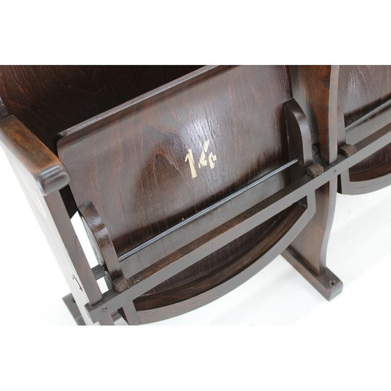 Image 1 of Vintage 2-seater cinema bench in beech plywood for Ton, Czechoslovakia 1970