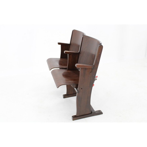Image 1 of Vintage 2-seater cinema bench in beech plywood for Ton, Czechoslovakia 1970