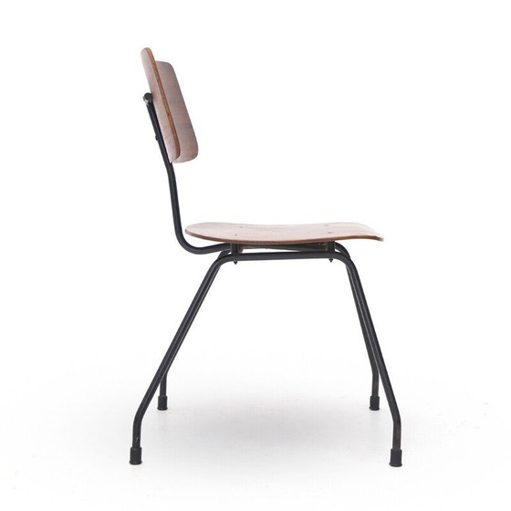 Image 1 of Set of 4 vintage chairs in curved plywood and teak, 1950s