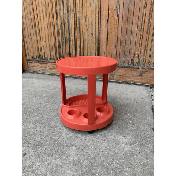 Image 1 of Mid-century Italian bar trolley in red plastic, 1970s