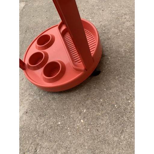 Mid-century Italian bar trolley in red plastic, 1970s