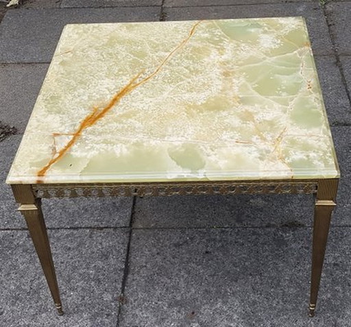 Coffee Table In Brass With Onyx Top, 1970S