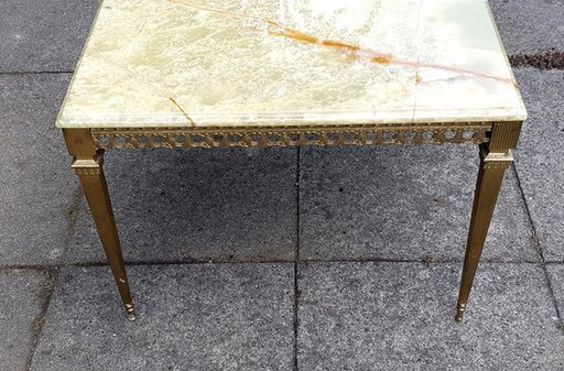 Coffee Table In Brass With Onyx Top, 1970S