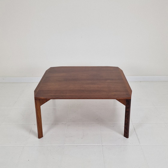 Image 1 of Italian Square Coffee Table in Chamfered Walnut, Stildomus, 1960s