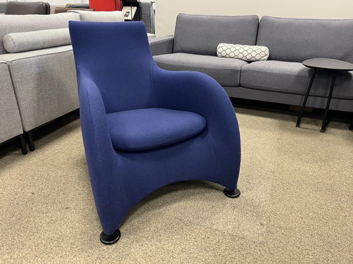 Fauteuil Loge de Montis tissu de laine bleu