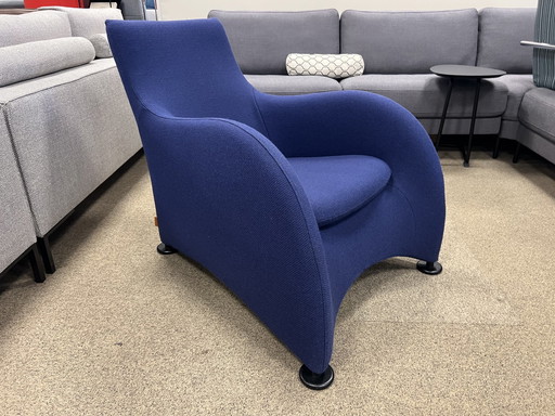 Fauteuil Loge de Montis tissu de laine bleu