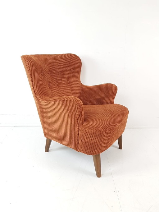 Vintage Artifort Theo Ruth Armchair Ladies Stone Red Orange