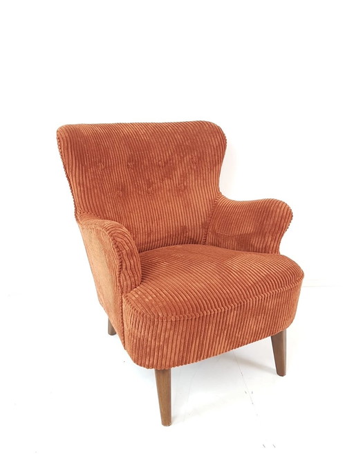 Vintage Artifort Theo Ruth Armchair Ladies Stone Red Orange