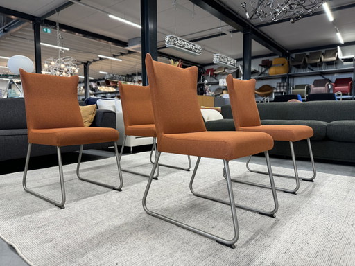 4 chaises de salle à manger Jess Design tissu orange