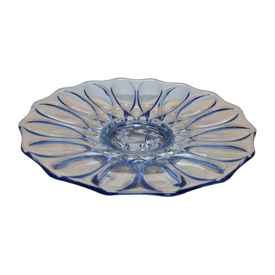 Image 1 of French Blue Art Deco Bowl On Metal Base