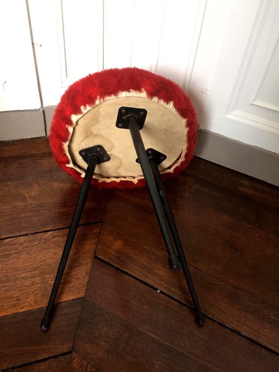 Image 1 of Moumoute Stool Pelfran Red 1960