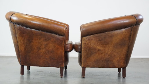 2 X Club Armchair Made Of Sheepskin