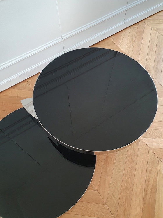 Image 1 of Round Swivel Coffee Table Polished Stainless Steel Mirror And Glass