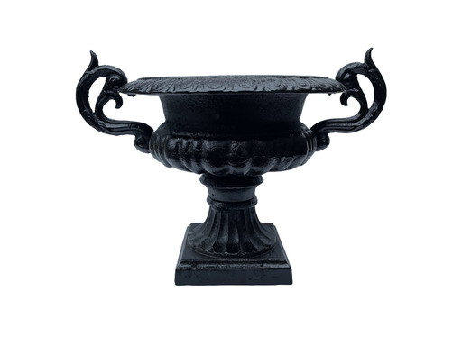 Classic Black Cast Iron Garden Vase Flower Pot