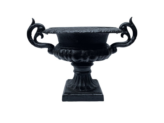 Image 1 of Classic Black Cast Iron Garden Vase Flower Pot