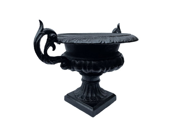 Image 1 of Classic Black Cast Iron Garden Vase Flower Pot