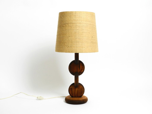 Large Rare Beautiful 1960S Table Lamp By Temde Made Of Pinewood