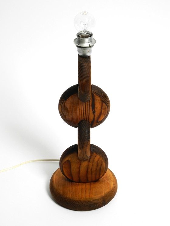 Image 1 of Lámpara de mesa grande, rara y hermosa, de la década de 1960, de Temde, hecha de madera de pino.