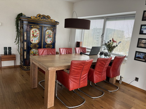 Leather Dining Chairs 6X Royal Red