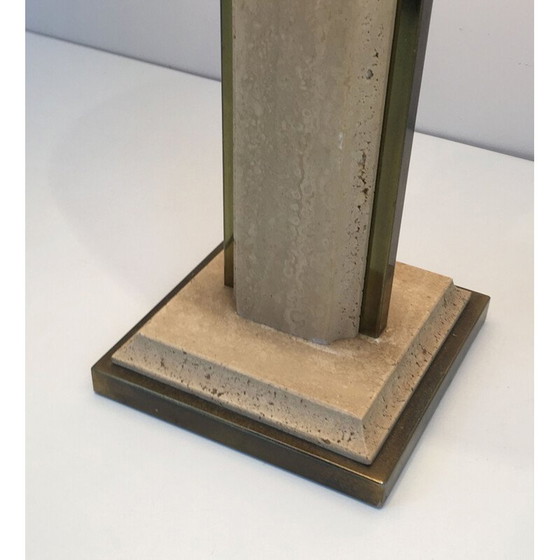Image 1 of Vintage lamp in travertine and golden chrome, France 1970