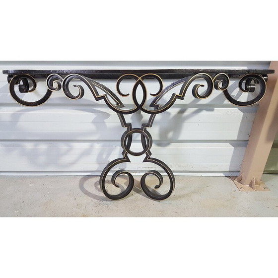 Image 1 of Vintage console in wrought iron and marble, 1950