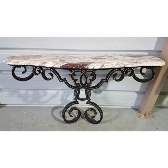 Image 1 of Vintage console in wrought iron and marble, 1950